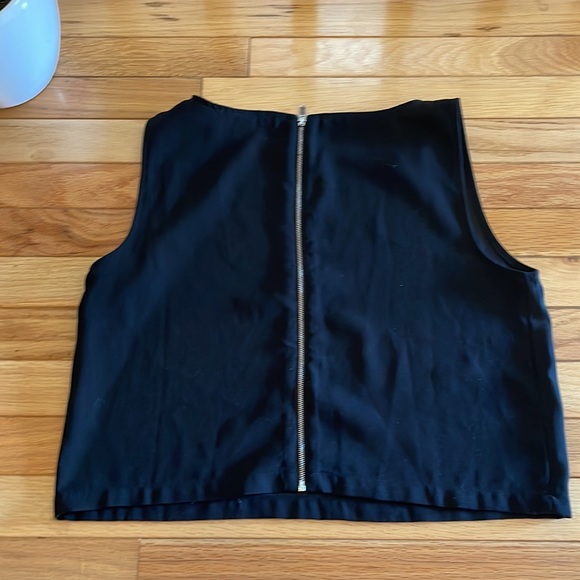 Forever 21 Cropped Black Blouse w/ Zipper - Picture 2 of 3